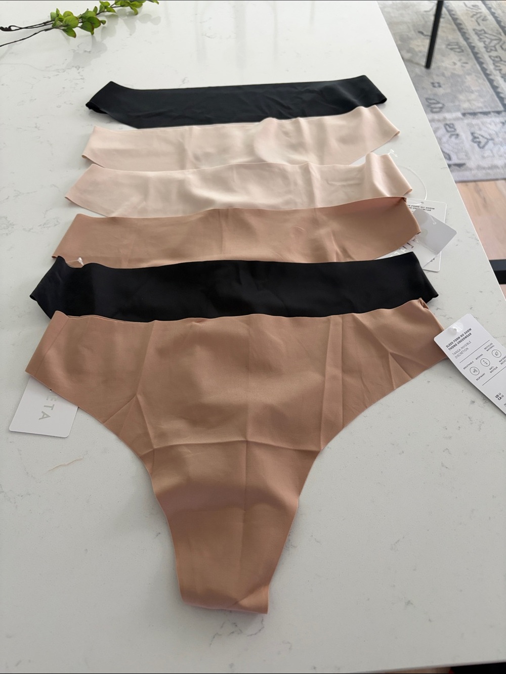 Athleta Seamless Thong Pack - Black, Nude & Tan
